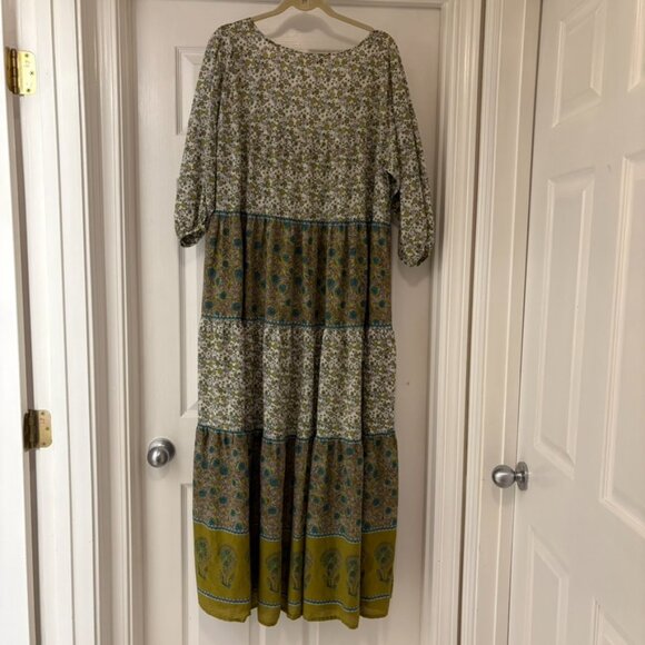 Natural Life Auguste Maxi Dress, Chartreuse Floral XL - Picture 5 of 8